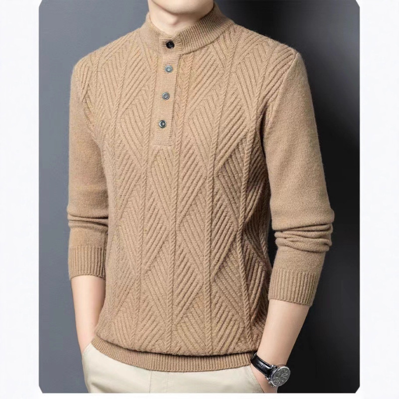 100% New Winter Wool Sweater Men's Half Turtleneck Warm Thickeneded Knitted Sweater Men's Middle-Aged and Elderly Bottoming Sweater 100% New Winter Wool Sweater Men's Half Turtleneck Warm Thickeneded Knitted Sweater Men's Middle-Aged and Elderly Bottoming Sweater