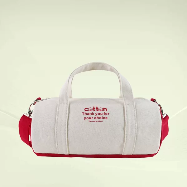 Manufacturer Customized Canvas Travel Bag, Shoulder Crossbody Cylindrical Fitness Bag, Contrasting Color Small Travel Bag, Customized Logo