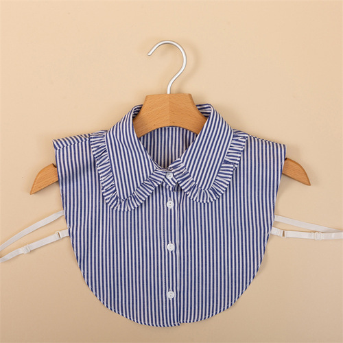 Factory direct sales fake collar, new arrival denim shirt with fake collar, classic striped fake collar half-shirt