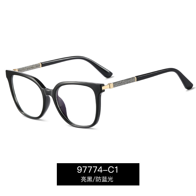 97774 Nuevas gafas anti-azul TR90 transfronterizas Gafas de montura completa Gafas planas de moda europea y americana para mujer
