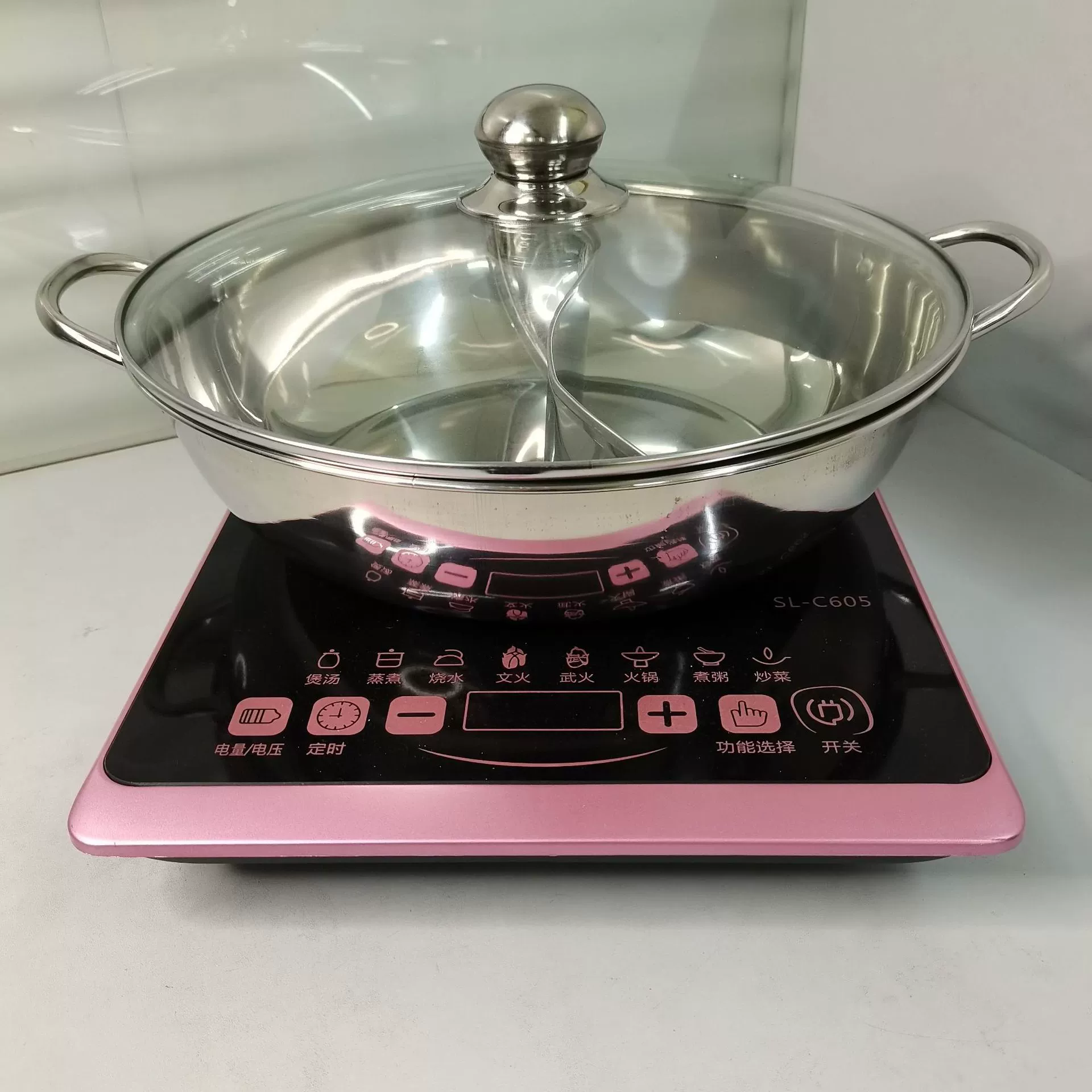 Очень толстый горшок из нержавеющей стали для горячего горшка с двумя ушками, без перекосов, индукционная плита с двумя вкусами, маленькая жирная овечья прозрачная кастрюля двойного назначения