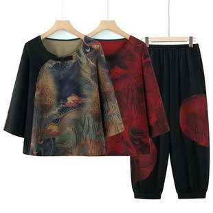 Middle-Aged and Elderly Women's Clothing, Large Size, Spring and Autumn Mother's Clothing, Long Sleeves, Fashionable Summer Casual, Chinese Style, Middle-Aged Loose