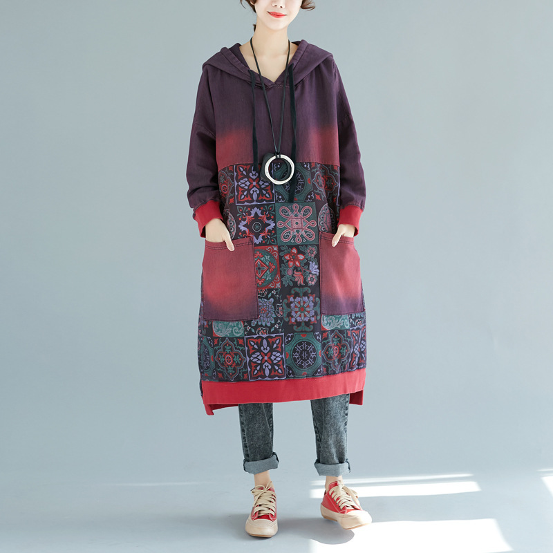 Sudadera con Capucha de Longitud Media Estampada Nueva Colección 2025, Talla Grande, Estilo Casual Lavado y Desgastado, Wanderings