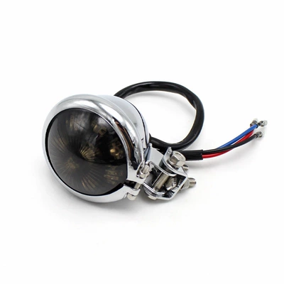 Harley cruiser motorcycle modification accessories retro metal LED rear tail light brake light small round light (Tail light) - electroplated-tea-cover-2061