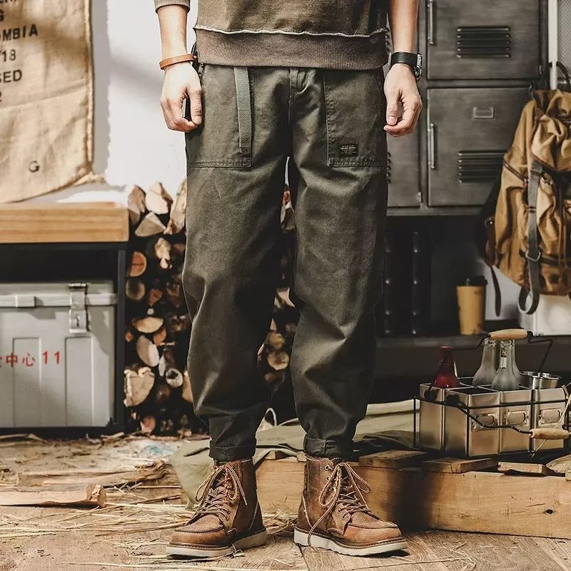 American Solid Color Retro Lumberjack Pants Men's Spring Loose Straight New Fashionable Brand Workwear Men's Casual Pants
