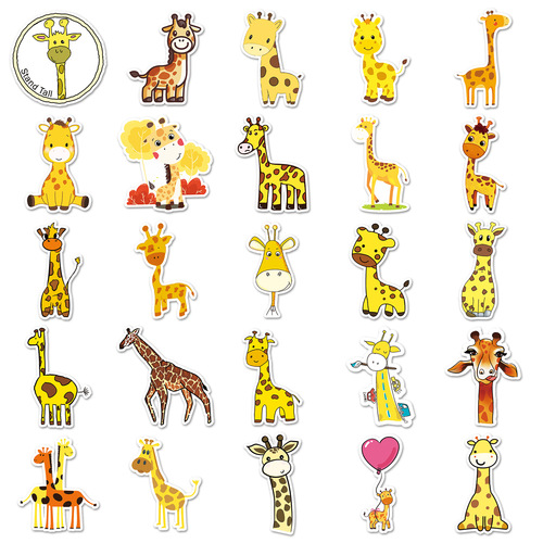 50 Cartoon Giraffe Graffiti Cute Animal Guka Children’s Rewards DIY Skateboard Water Cup Luggage Stickers