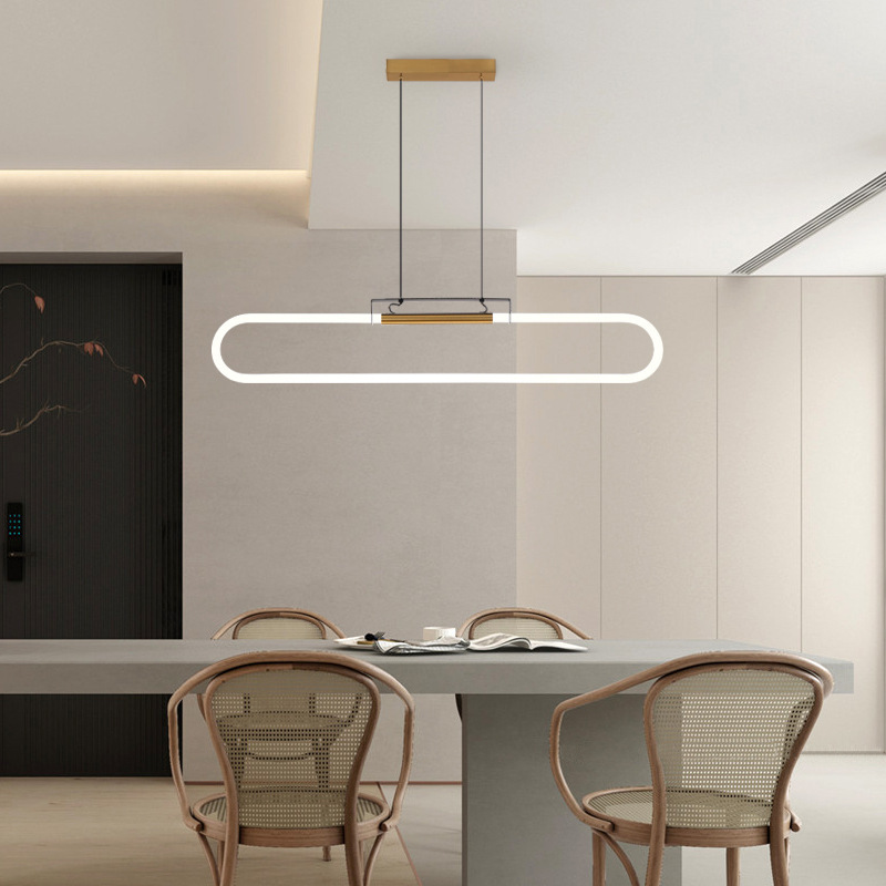 Personalidad del restaurante creativo nórdico tema lujoso simple lámpara de candelabrada de comedor viento geometría larga lámpara de restaurante ligera