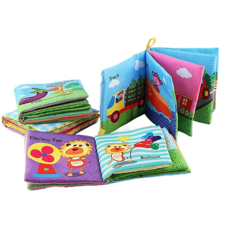 Exportación transfronteriza libro de tela para bebés juguetes de educación temprana para bebés cognición inglesa lavable papel sin lágrimas BB llamada