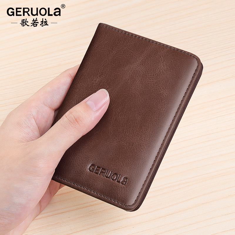 Cartera de hombre transfronteriza rfid ocio vintage cartera de cuero Amazon dos plegables cartera corta de cuero bronceado