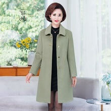 中老年妈妈外套秋冬装毛呢大衣女士中长款风衣加棉厚款冬季大衣女