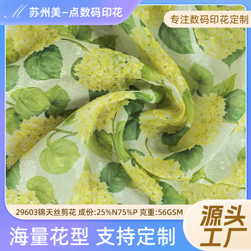 锦天丝剪花29603雪纺垂感轻薄女装汉服裙装涤纶布料数码印花面料