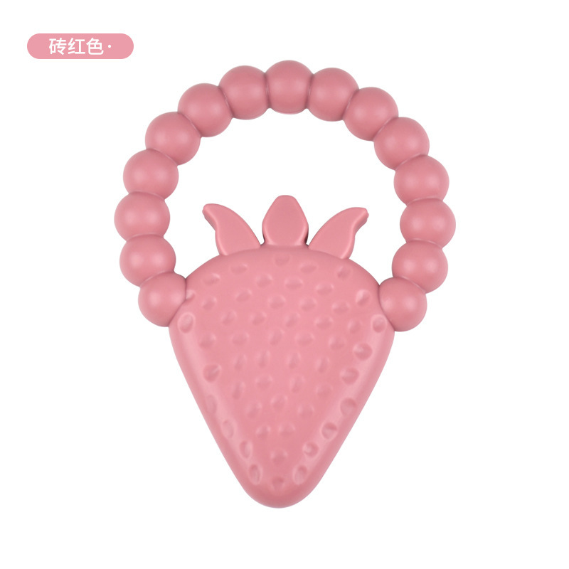 Dientes para bebés, goma de fresa para bebés, palillos de dientes para bebés, dibujos animados, juguetes de goma de mordida tranquilizadores en stock