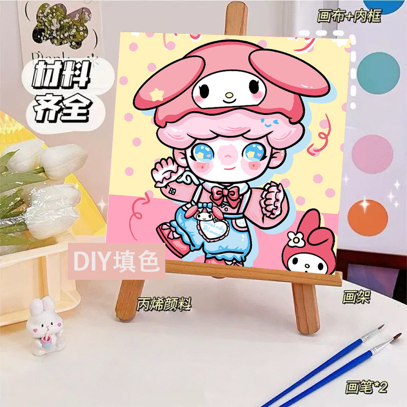 サンリオデジタル油絵 diy 手描きカラーリングクロミメロディー漫画かわいい装飾画メーカー卸売|undefined