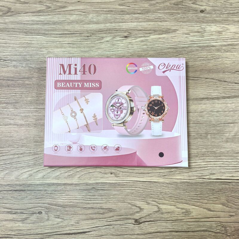 Cross-Border Hot-Selling Casual Mi40 Round Dial Women's Smart Watch Exquisite Bracelet Quartz Watch Combination Gift Set Cross-Border Hot-Selling Casual Mi40 Round Dial Women's Smart Watch Exquisite Bracelet Quartz Watch Combination Gift Set