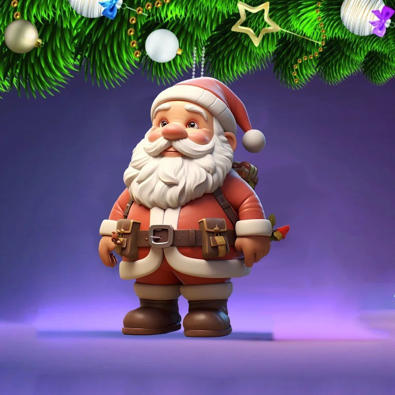 2025 Navidad transfronteriza nueva serie de Papá Noel colgante acrílico plano decoración creativa del árbol de Navidad
