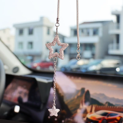 Car hanging Ceramic Crystal Pendant, Decorative - a-hollow-five-pointed-star-a-solid-five-pointed-star