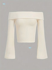 Feminine Slimming Knitted Sweater Long Sleeve Spring and跨境