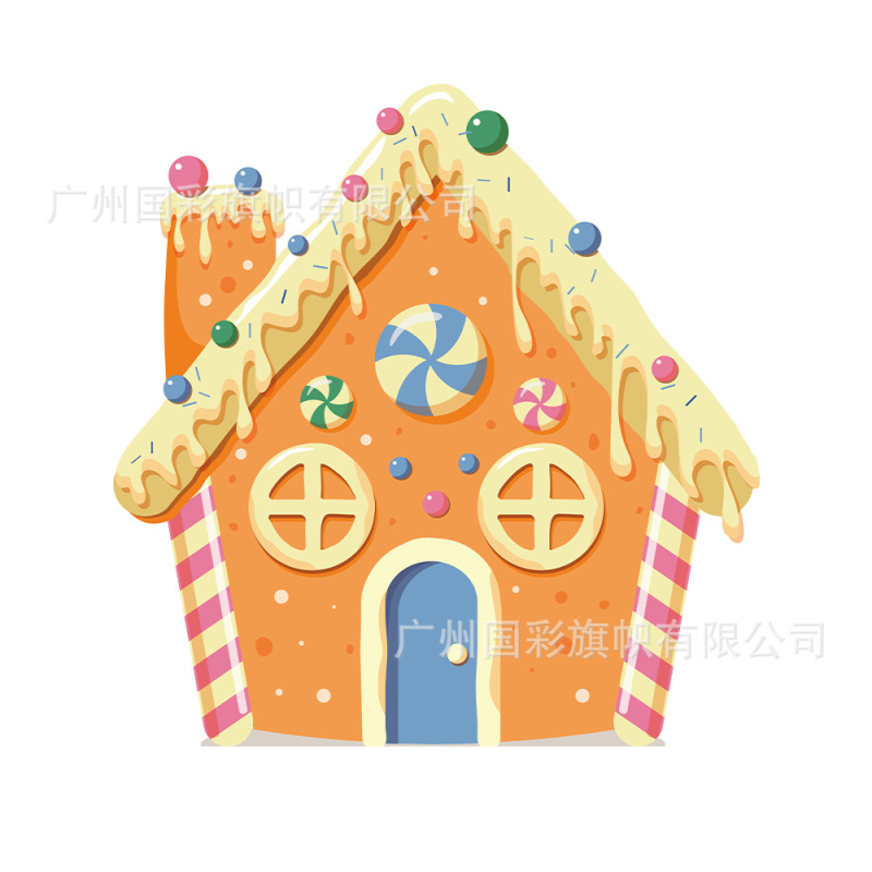 跨境新款节日糖果屋异形场景派对装饰布置道具主题圣诞节异形旗帜|undefined