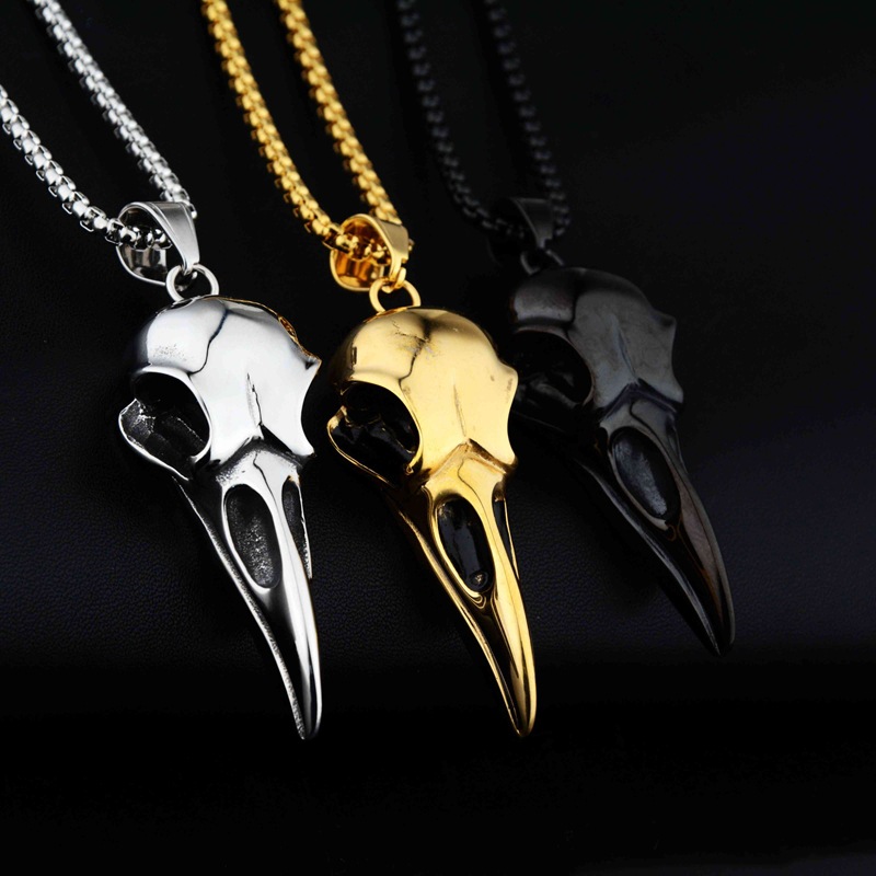 Hip-hop crow head pendant made of titanium steel-2.jpg