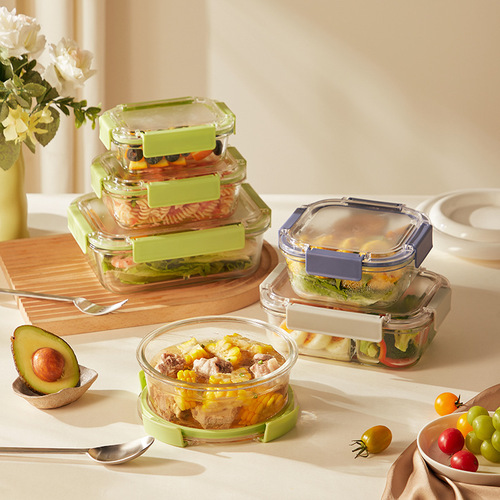 High-looking glass lunch box sealed fresh-keeping bowl lunch lunch box microwave office worker with rice separated fresh-keeping box