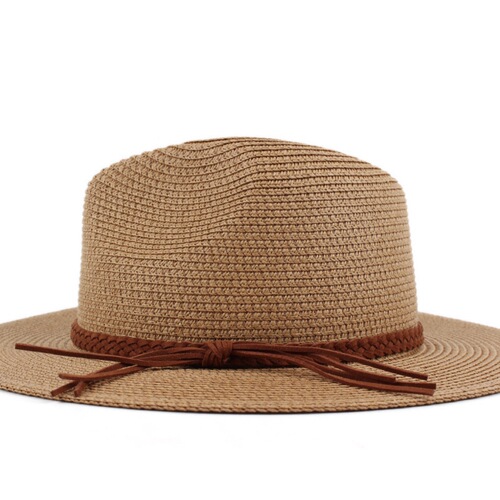 Retro Minimalist Hat Band Deep Brown Korean Fleece Lined Summer Grass Hat Circle