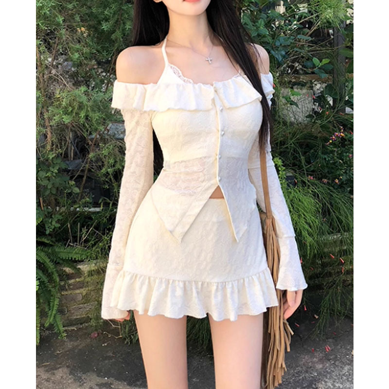 法式周末约会 法式蕾丝衬衫女显瘦辣妹设计感开衫上衣2025秋冬新|undefined