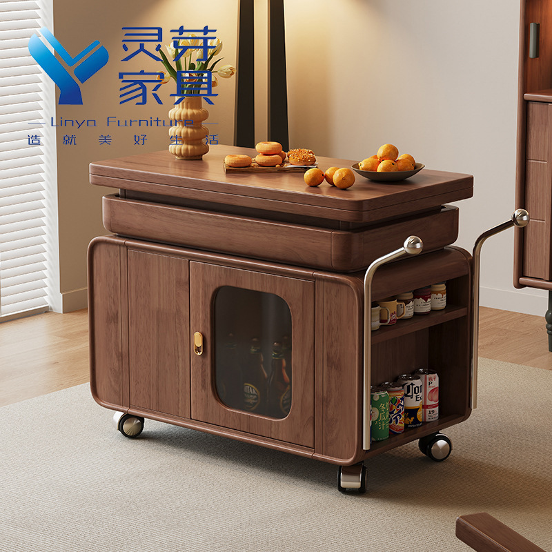 现代简约实木茶几可移动升降折叠茶台茶桌客厅家用小推车沙发边几|undefined