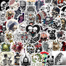 50枚暗黑哥特骷颅头手帐贴纸装饰小图案 卡通手机壳平板黏贴素材
