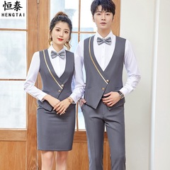 New restaurant waiter work uniform gray unisex hotel KTV front desk work uniform vest suit for men