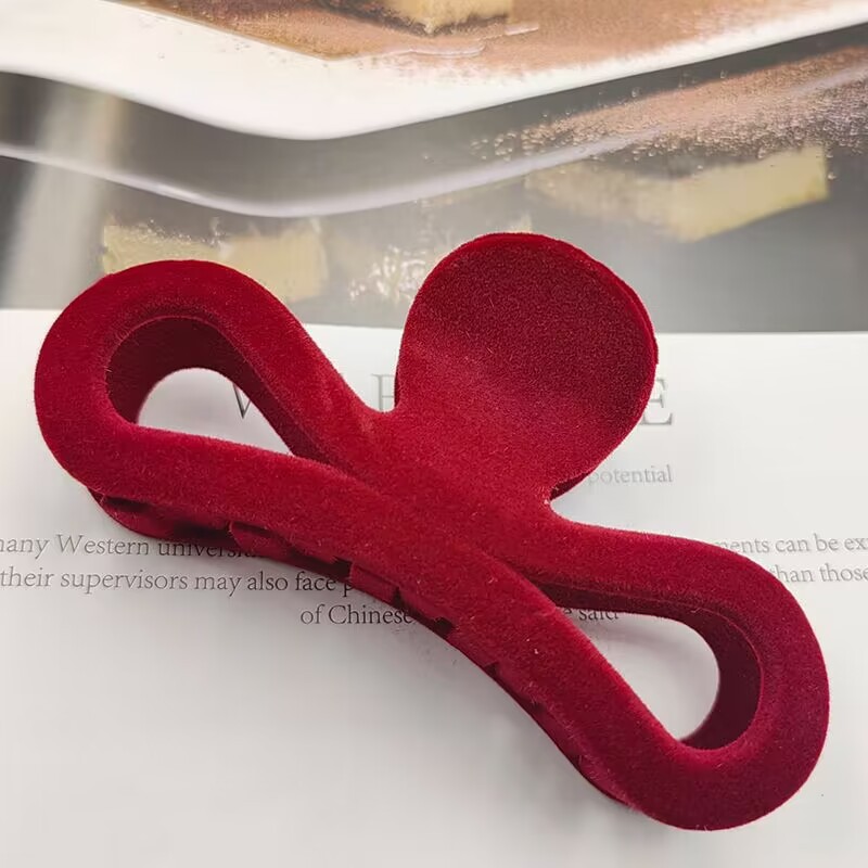 Haarklammern aus rotem Samt für Damen und Mädchen, große Haarklammern für dickes Haar, starker Halt, Haarklammern, Weihnachtsgeschenke_voghion.com