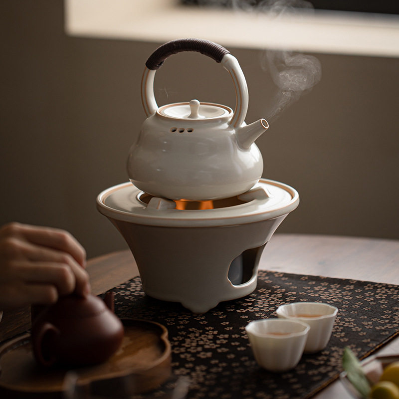 Gathering Camping Outdoor Integrated Tea Cooking Stove Ancient Method Small One-Person Tea Cooking Boiler Alcohol Stove Boiling Teapot Pottery Pot Health Preservation