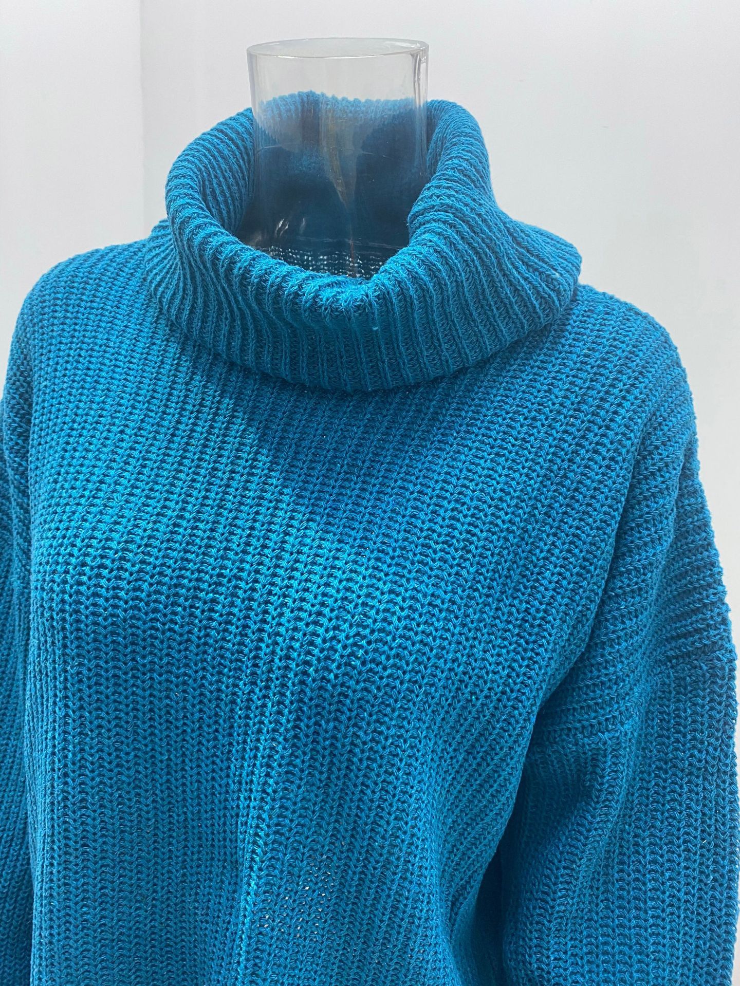Damen Hochkragen Strickpullover Für Herbst Und Winter Einfarbig_voghion.com