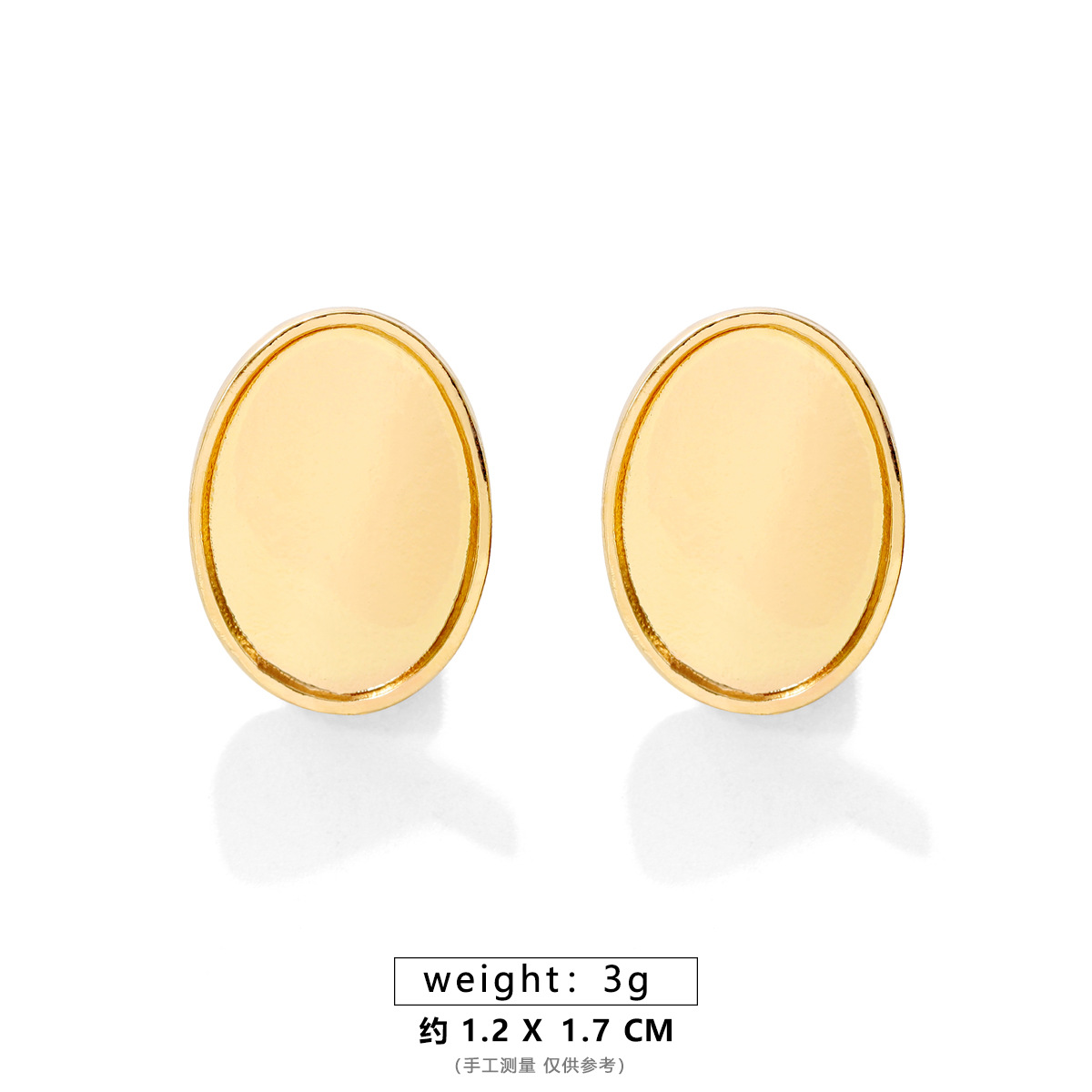 ALEH074-A gold oval earrings