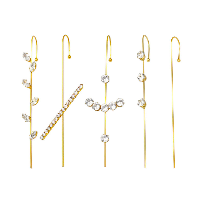 ins爆款个性锆石耳环一字斜线闪电穿刺耳针环绕式轮廓耳骨夹耳挂