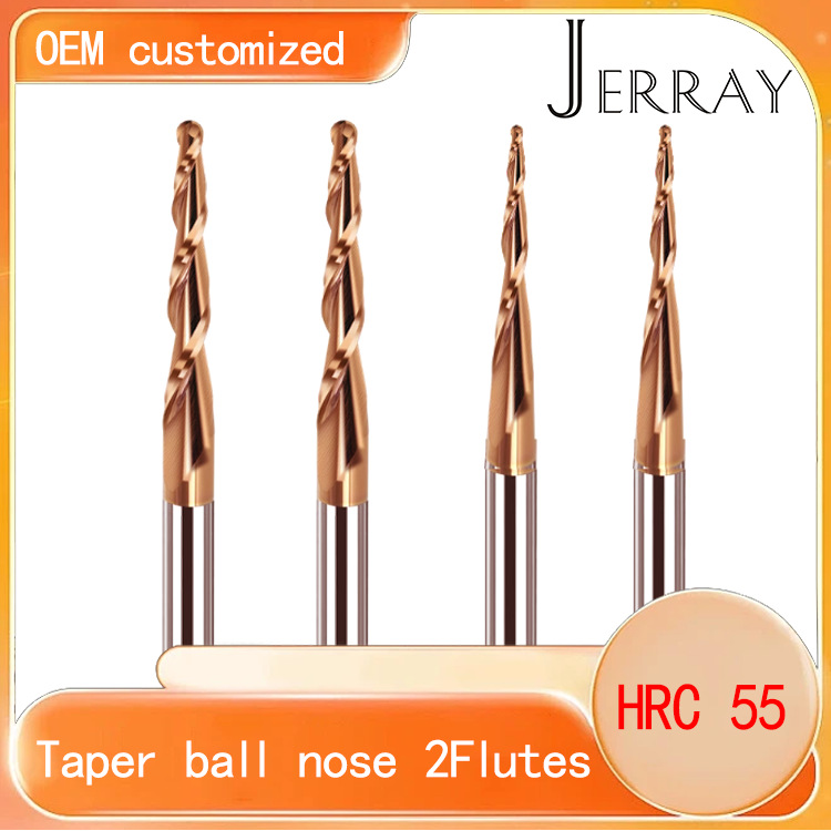 JERRAY Tungsten solid carbide Tapered Ball Nose End Mill CNC