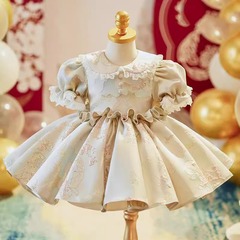幼兒周歲宴禮服女寶寶春季嬰兒兒童抓周公主連衣裙女花童高端洋氣
