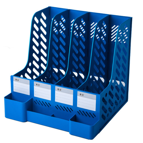 File Rack Desktop Folder Storage Box File Organizer File Frame Archive File Bar Basket Four-Column Office Supplies