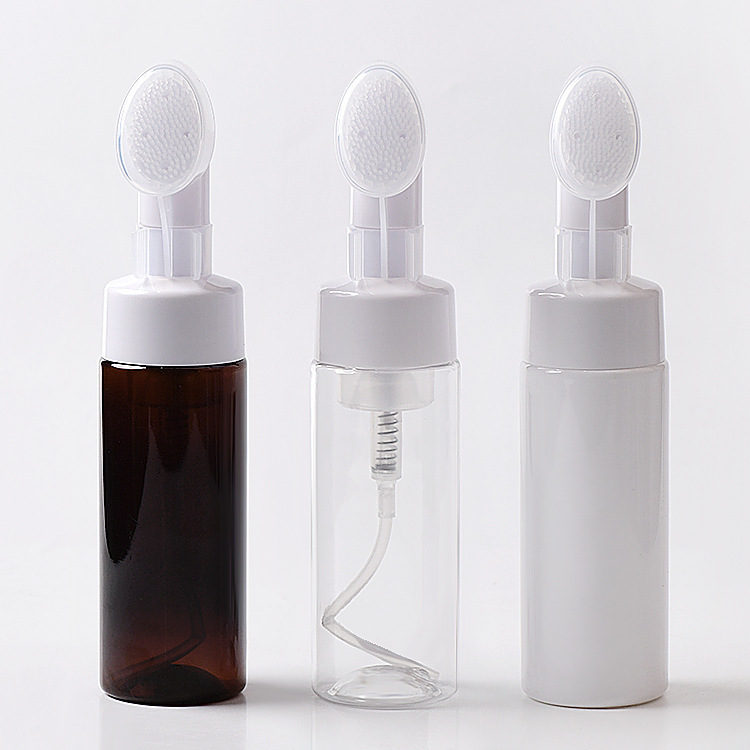 100ml 150ml 200mlミリリットルPET洗顔ムース瓶ブラシ付き発泡瓶洗顔料泡立て空瓶|undefined