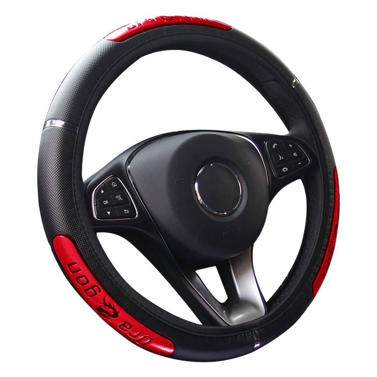 Reflexivo dragón cuero imitación metal brillante tira accesorios del coche sin anillo interior cubierta del volante adecuado para 14,5-15 pulgadas hembra