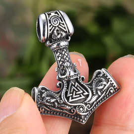 跨镜时尚饰品个性复古北欧维京海盗船锚男士钛钢吊坠批发