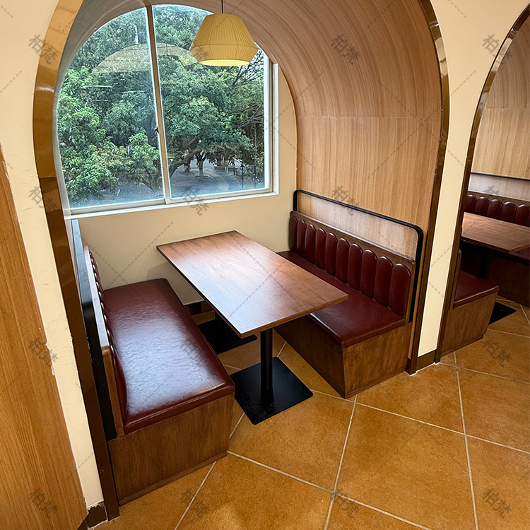 Personalizado asiento de tarjeta de comedor occidental sofá comedor contra la pared con pantalla de hardware de asiento de tarjeta de restaurante muebles de comedor comerciales