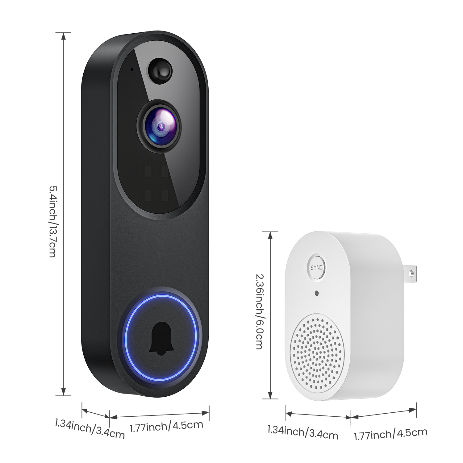 Video timbre Cámara WiFi intercomunicador inteligente monitoreo remoto humanoide reconocimiento HD visión nocturna