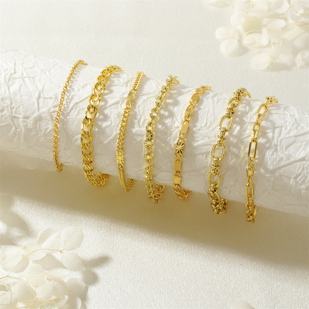 European and American Fashion Simple Line Aircraft Chain Bracelet Daily All-match Cool Locomotive Hip-hop Style Thick Chain Bracelet