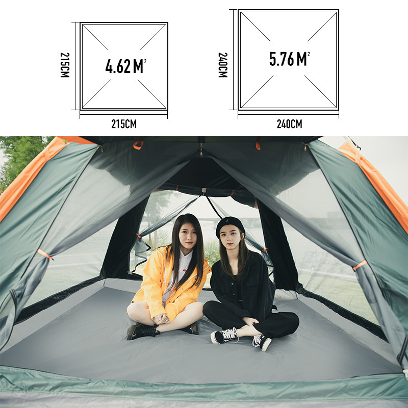 Carpa al aire libre de 3 - 4 personas de arena gruesa a prueba de lluvia 2 personas campamento automático doble campamento rápido cuatro lados portátil