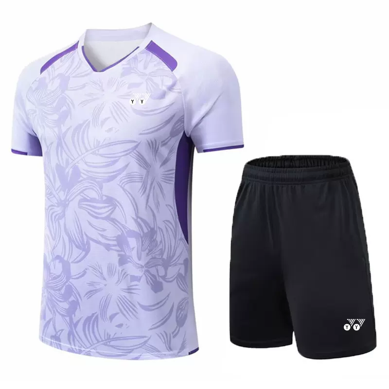 yy羽毛球服套装男女冰丝短袖速干透气网球乒乓球服比赛训练运动服