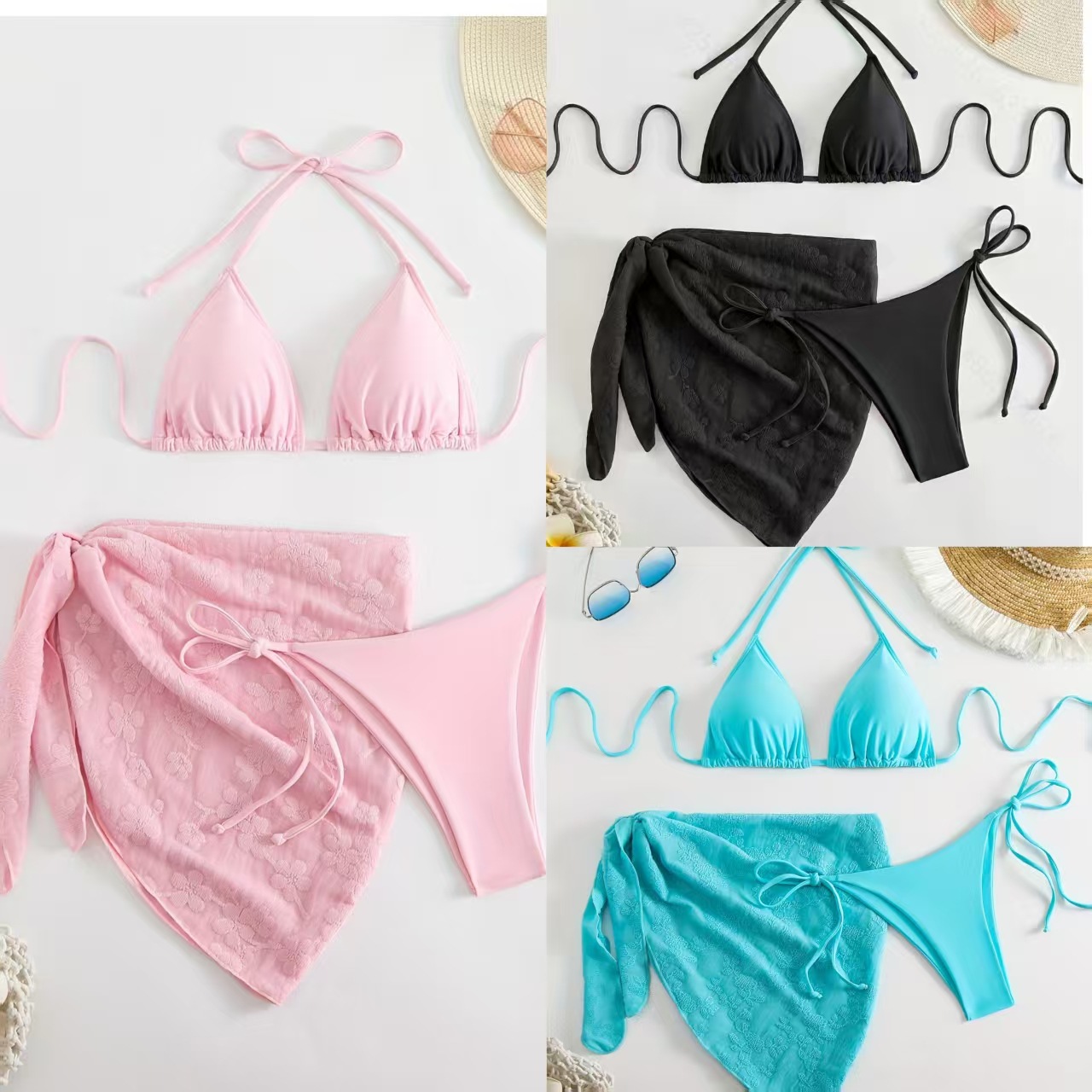 Nylon Plain Split Sling Women's Sexy Triangle Bikini AliExpress Amazon New Multicolor Swimsuit
