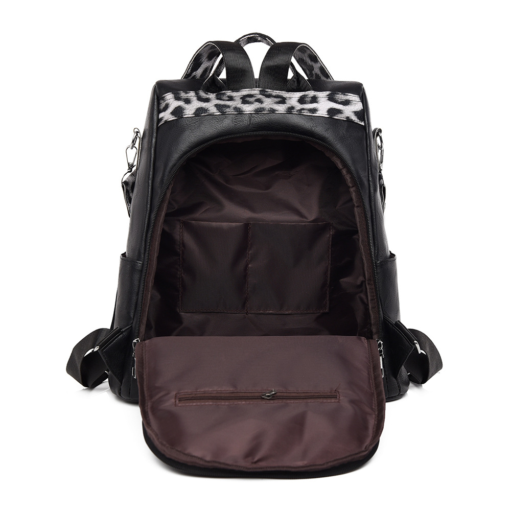 Mochila antirrobo transfronteriza de nuevo estilo europeo y americano retro para mujer, moda, estilo de alta gama, estampado de leopardo, mochila multiusos de gran capacidad, marea