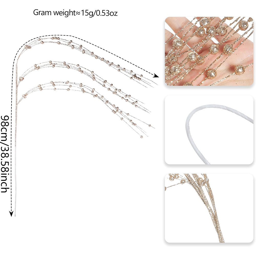 Polvo de oro artificial bayas de sauce decoración polvo de brillo flexible decoración de árbol de Navidad decoración festiva espuma de fiesta transfronteriza