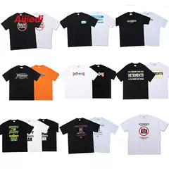 Oversized VTM Graphic Cotton Short-Sleeve Tee for Men and Women, Streetwear Retro Crew Neck Vintage Casual T-shirt