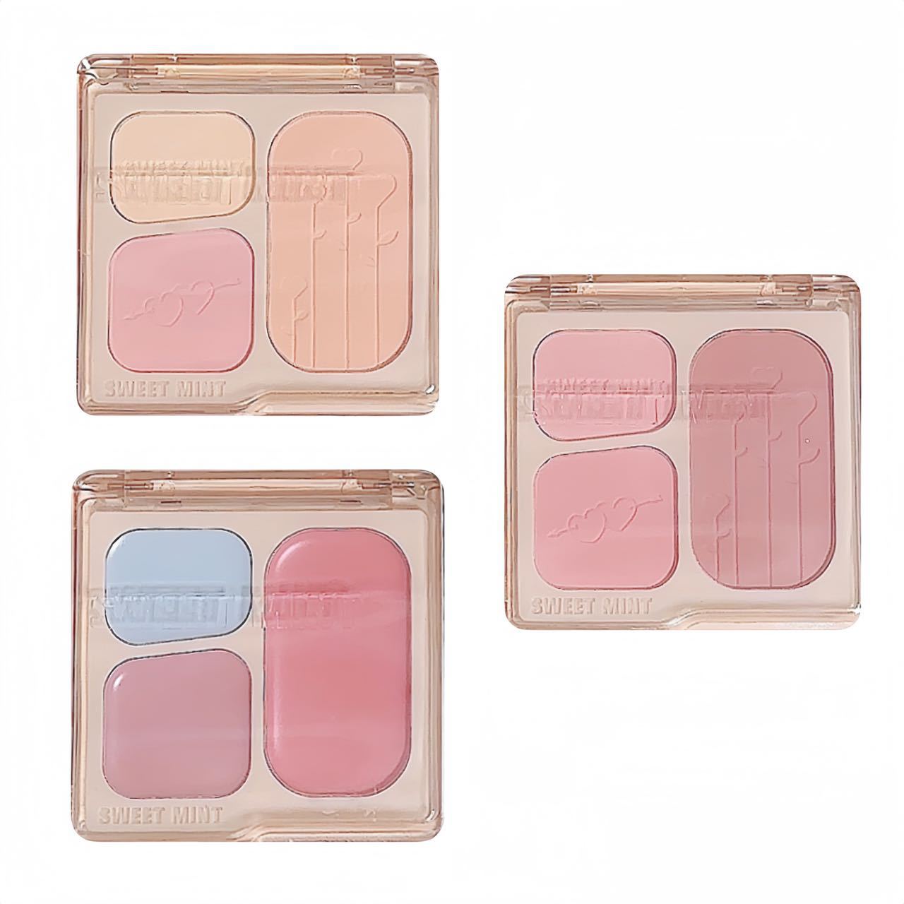 SWEETMINT Tricolor Blush Plate mate natural expansión tierna contracción color 3 - en - 1 blush plato de sombra de ojos